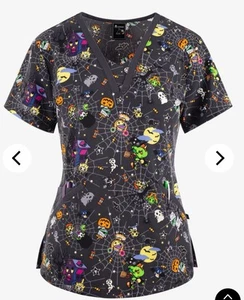 Tokidoki by Koi Halloween Theme Scrub Top Womens Sz Medium Pockets - Picture 1 of 12
