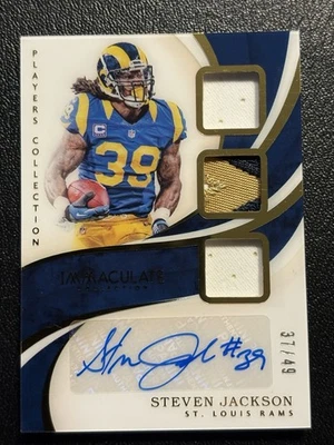 2019 Panini Immaculate Steven Jackson Triple 3 Color Patch Auto /49 SSP Rams - Image 1 of 2