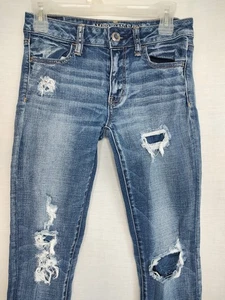 American Eagle Super Stretch Jegging Denim Blue Jeans Damen Gr. 4 Distressed - Bild 1 von 15