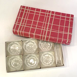 Vintage Salt Cellars w/Spoons in Original Box Clear Bohemia Glass Czechoslovakia - Bild 1 von 5