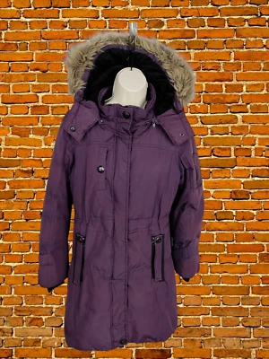 MUJER HAWKE & CO SPORT UK PEQUEÑO PÚRPURA IMITACIÓN PIEL CON CAPUCHA ACOLCHADA PARKA CHAQUETA ABRIGO Foto 1 de 4