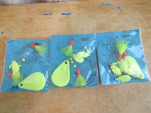 3 Will Katchum 3oz. Chincoteaque Rig Lime Fishing 2 Spinner Hook Bait Lure - Picture 1 of 2
