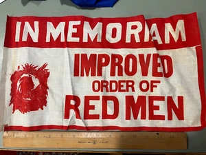Improved Order of Red Men Fraternal banner flag NOS 17.5” memorial - Picture 1 of 2