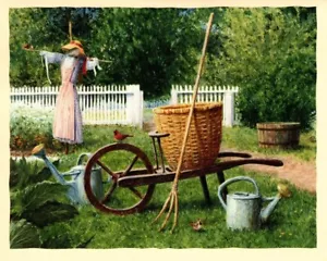Colonial Scarecrow In The Garden Ned Young Blank Note Cards By Lang - Set of 8 - Picture 1 of 4