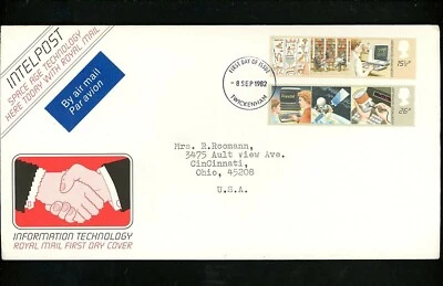 Postal History Great Britain FDC Scott #1000-1001 Information Technology 1982 - Image 1 of 2