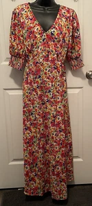 Abito donna floreale Tulip Creations rosa giallo blu taglia S/m prendisole - Foto 1 di 18