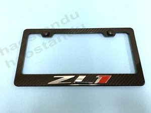 1x "ZL1" 3D Emblem Badge Real 3K TwillWeave CARBON FIBER License Plate Frame - Picture 1 of 2