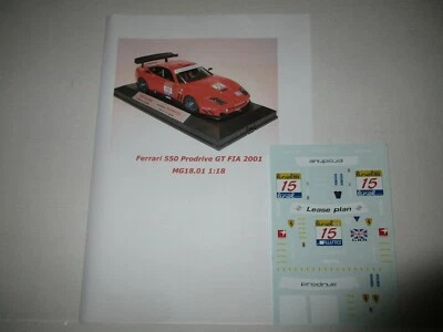 DECAL FERRARI 550 PRODRIVE GT FIA 2001 #15 MG MODEL 1/18 MG18.01 - Immagine 1 di 4