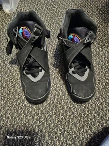 NIKE KIDS GS AIR JORDAN RETRO 8 "AQUA" BLACK BASKETBALL SHOES 305368 025 SZ 4.5Y - Picture 1 of 7