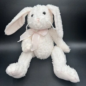 Bearington Collection Jointed Plush Chenille VERY PALE Pink White Bunny Rabbit - Picture 1 of 13