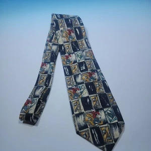 Vintage Disney Herrenkrawatte mit GOOFY abstrakter Kunst Design schwarz & weiß 55" lang - Bild 1 von 6