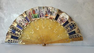 ANTIGUO ABANICO ISABELINO CON INCRUSTACIONES PAN DE ORO - Picture 1 of 8