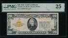 Ac Fr 2402 1928 $20 Gold Certificate Pmg 25 !