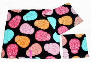 3 Betsey Johnson Halloween CANDY SKULLS Black Bath Hand Towel Washcloth NWT - Picture 1 of 1