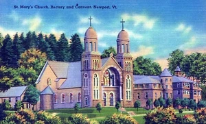 Postal Newport Vermont Iglesia de Santa María Rectoría y Convento - Imagen 1 de 2