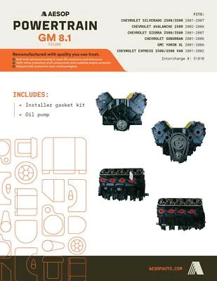 MOTOR 8,1 L COMPATIBLE CON GMC YUKON XL 2500 2004 VIN G 8º dígito 89017618 Foto 1 de 4