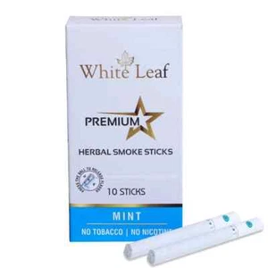 10 Sticks White Leaf Premium Herbal Smoke Mint Flavour with Cinnamon Green Tea - Picture 1 of 5