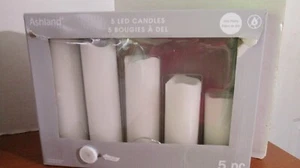 ASHLAND 5er Set LED WACHS STUMPENKERZEN 2" x 4", 5", 6", 7", 8" ~ LN (tk) - Bild 1 von 5
