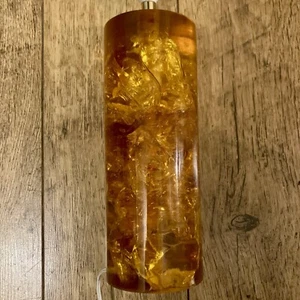 VINTAGE RETRO SHATTERLINE FRACTAL RESIN LAMP BASE 1960’S ORANGE - Picture 1 of 11