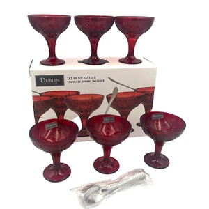 Shannon Godinger Dublin Kristall Rubinrot Schnupperkelche 6er Set mit Löffeln - Bild 1 von 14