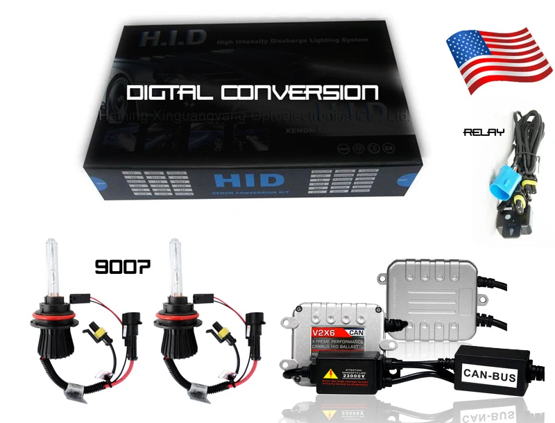 9007 BI-XENON 6000K SLIM CANBUS DIGITAL HID CONVERSION KIT BULBS BALLAST - Image 1 of 4