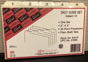 Vintage Smead Daily Guide Set (8x5) 815-31 (57269) - Sealed NOS - Picture 1 of 3