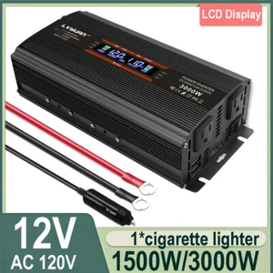 1500W 3000W Power Inverter DC 12V to AC 110V LCD 2-Sockets RV Converter Official - Picture 1 of 9