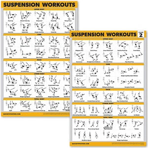 2 Pack Suspension Workout Posters - Volume 1 & 2 - LAMINATED Exercise Charts - 1 - Picture 1 of 12