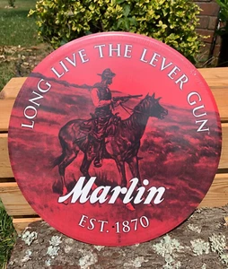 Marlin Firearms Horse Long Live Lever Gun Est 1870 Metal Sign Tin Garage Bar - Picture 1 of 3
