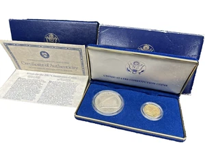 1987 U.S. Mint Constitution Coins Proof Set Silver Dollar And Gold Five Dollar - Picture 1 of 6