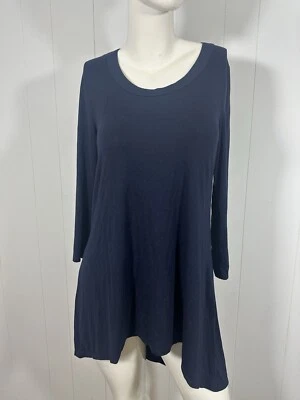 NUEVO CON ETIQUETAS Joan Vass Studio M Azul Marino Manga Larga Túnica Top Vestido Asimétrico Manga 3/4 Foto 1 de 4