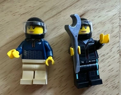 Lego Minifigure Lot Of 2 Race Car Mercedes McLaren Drivers Speed Champions F1 - Image 1 of 4