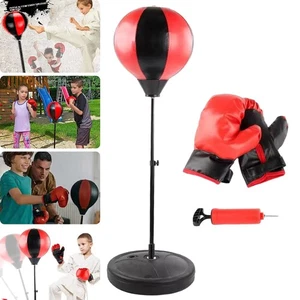 Adult Kids Punch Ball Set Free Standing Adjustable 115cm with Boxing Bag Gloves - Picture 1 of 14