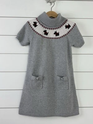 Girls GYMBOREE Sz 6 Turtleneck Sweater Dress Gray Scottie Dogs Holiday Friends - Image 1 of 4