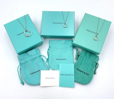 Auth Tiffany & Co. Open Heart Necklace SV925 2g/4.5g/2.2g Set3 W/Box BA110013 - Image 1 of 4