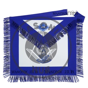 Masonic Past Master Apron – Embroidered with Metallic Silver Threads & Fringe - Picture 1 of 7