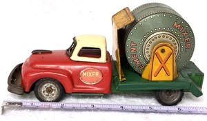 ASAHI TOY JAPAN CEMENT MIXER,TIN/PRESSED STEEL?OLDER STYLE,1950s?TRUCK,FORD?CHEV - Picture 1 of 8