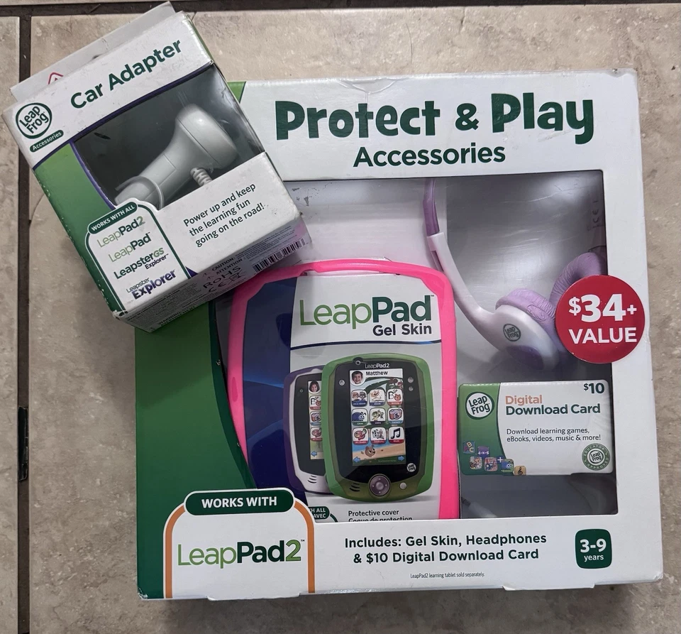 New LeapFrog Pink Protect & Play Accessories & Car Adapter Combo Pack  LeapPad2 - Image 1 of 1