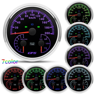 110MM 3 IN 1 Gauge GPS Speedometer 200km/h With Tacho Fuel Level For Boat Car - Image 1 of 4