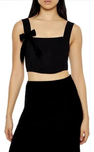Forever 21 Korsett Crop Top mit Schleife Neu Gr. M Schwarz - Bild 1 von 6