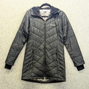 Chaqueta acolchada larga Columbia Omni-Heat Heavenly para mujer XS negra con capucha invierno - Imagen 1 de 12