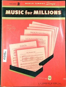 Music for Millions Vol 2 World Famous Songs Book Hugo Frey J.J. Robbins 646a - Imagen 1 de 15