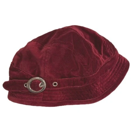 Gorra de terciopelo rojo con hebilla plateada para mujer Foto 1 de 1