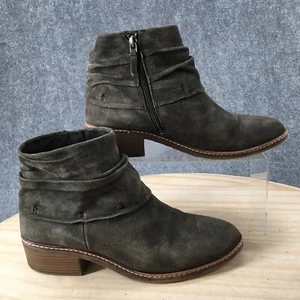 Tamaris Boots Womens 39 Side Zipper Ankle Booties Green Suede Casual Low Heels - Picture 1 of 16