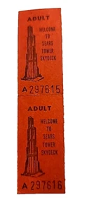 Vintage Chicago's Sears Tower Skydeck Strip of 2 Tickets Adult Untorn - Picture 1 of 18
