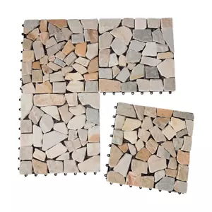 4 Pack Slate Look Decking Tiles Easy To Assemble Square Shape Indoor Outdoor Use - Picture 1 of 10