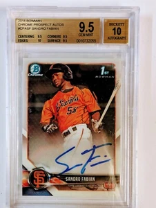 2018 Bowman - Chrome Prospect Autographs #CPA-SF Sandro Fabian (AU, RC) - Picture 1 of 2