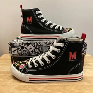 MARYLAND TERRAPINS Black/Red SKICKS NCAA High Top Sneakers (Women's Size 7) - Picture 1 of 10