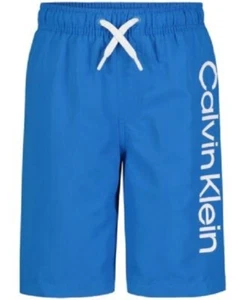 Calvin Klein Big Boys Logo Swim Trunks Neon Blue Size Medium 10-12 - Picture 1 of 6