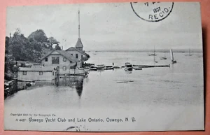 1905 Oswego Yacht Club & Lake Ontario,  Oswego, N.Y.  Copyright Postcard - Picture 1 of 2